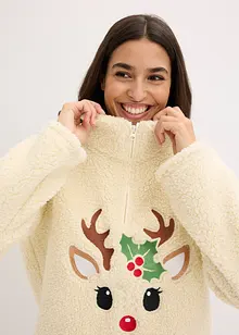 Fleecebyxa och tröja i teddymaterial, bonprix