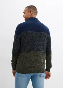 Grovstickad tröja med krage och dragkedja, bonprix