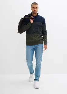 Grovstickad tröja med krage och dragkedja, bonprix