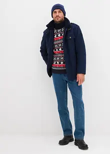 Stickad tröja med lusemönster och polokrage, bonprix