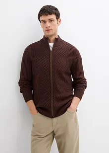 Ribbstickad kofta av bomullsmix, bonprix