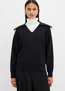 Sweatshirt med generös krage, av viskosmix, bonprix