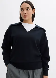 Sweatshirt med generös krage, av viskosmix, bonprix