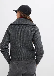 Tröja med krage och dragkedja i mjuk materialmix, bonprix