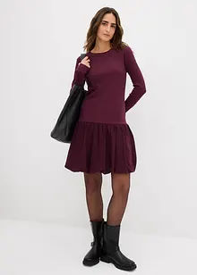 Trikåklänning med ballongformad kjoldel, bonprix