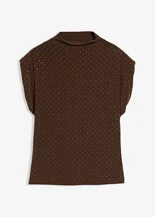 Ärmlös topp med glitterstenar, bonprix