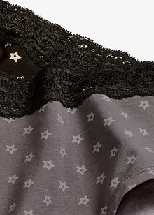 Maxihipstertrosa med spets och ekologisk bomull (4-pack), bonprix