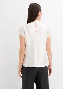 Blustopp i satin med hög krage, bonprix