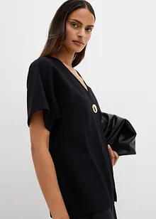 Bekväm Punto di Roma-väst med dekorativ knapp, bonprix