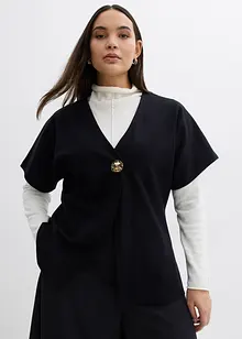 Bekväm Punto di Roma-väst med dekorativ knapp, bonprix