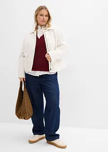 Stickad tröja med V-ringning, bonprix