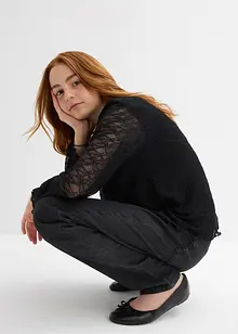 Långärmad topp i spets, bonprix