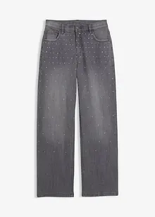 Wide Leg-jeans med strass, Mid Waist, bonprix
