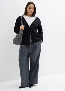 Cardigan i bomull och ull med kontrasterande detaljer, bonprix