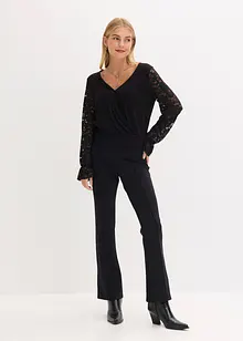 Långärmad topp med spets, bonprix