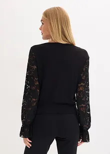 Långärmad topp med spets, bonprix