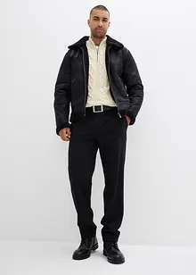 Grovstickad tröja med krage och dragkedja, bonprix