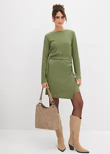 Trikåklänning av kräpp, bonprix