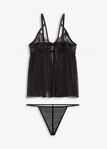Negligé och stringtrosa (2 delar), bonprix