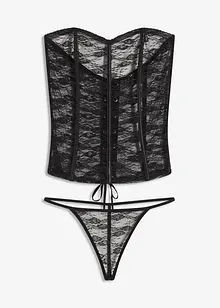 Korsett och stringtrosa av spets (2 delar), bonprix