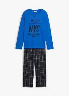 Långärmad pyjamas i bomull med knappslå, bonprix