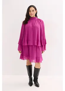 Chiffongklänning med volanger, bonprix