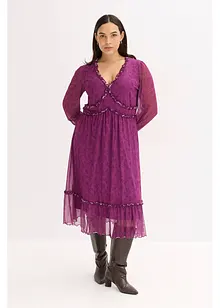 Jerseyklänning i midilängd och av mesh, bonprix