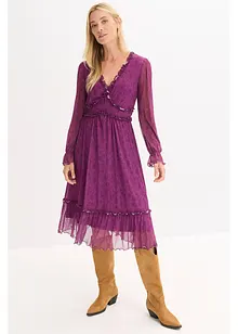 Jerseyklänning i midilängd och av mesh, bonprix