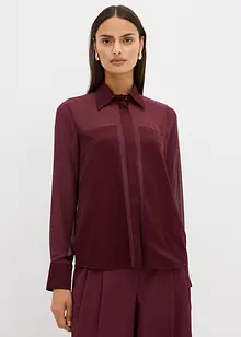 Skjortblus med satininfällning, bonprix