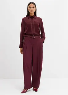 Skjortblus med satininfällning, bonprix