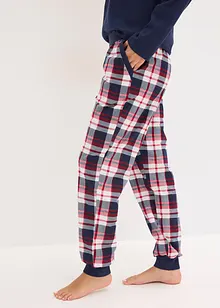 Pyjamas  med ribbstickad överdel med knappslå, bonprix