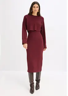 Stickad klänning och topp (2 delar), bonprix