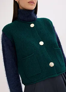 Stickad väst med dekorativa knappar, bonprix