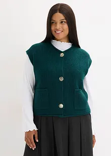 Stickad väst med dekorativa knappar, bonprix
