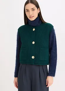 Stickad väst med dekorativa knappar, bonprix
