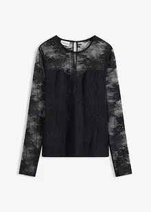 Långärmad topp i fin spets, bonprix