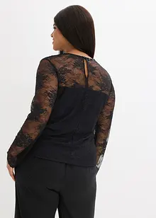 Långärmad topp i fin spets, bonprix