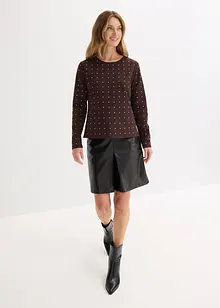 Långärmad topp med strassapplikation, bonprix