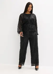 Blus med paljettfransar, bonprix