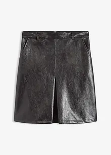Kjol i lackskinnimitation med veck, bonprix