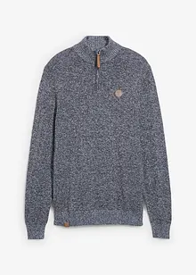 Tröja av ren bomull med krage och kort dragkedja, bonprix