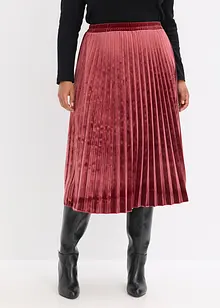 Plisserad kjol i mjuk sammet, bonprix