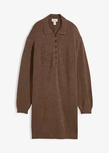 Stickad klänning med knappslå, bonprix