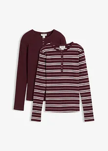 Långärmad topp i ribbat material med ekologisk bomull, bonprix