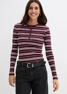 Långärmad topp i ribbat material med ekologisk bomull, bonprix