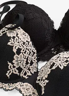 Balconette-BH med tvåfärgad spets (2-pack), bonprix