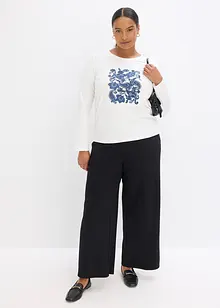 Långärmad topp med placerat tryck, bonprix