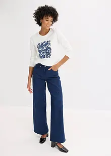 Långärmad topp med placerat tryck, bonprix