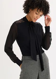 Knytblus med spets, bonprix