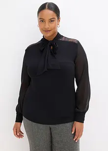 Knytblus med spets, bonprix